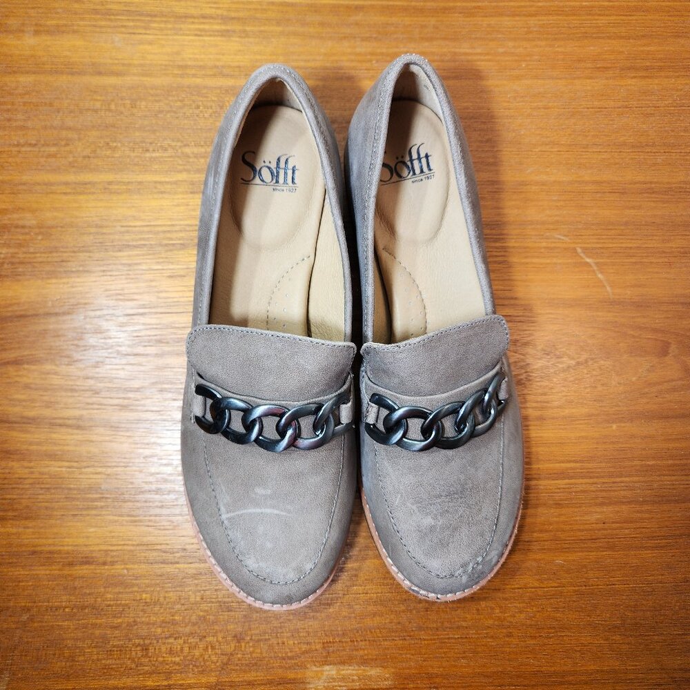 Sofft Leather Loafers Patent Pending Gray Women (8.5)